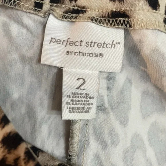 Chicos Perfect Stretch Pants 12 Leopard Print Ankle Slim Women - Picture 7 of 8